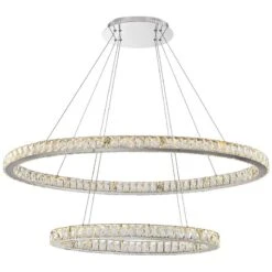 Possini Wainwright 48" Wide Crystal Double-Ring Dimmable LED Pendant -Golden Lighting Shop possini wainwright 48 inch wide crystal double ring dimmable led pendant 66g07views3