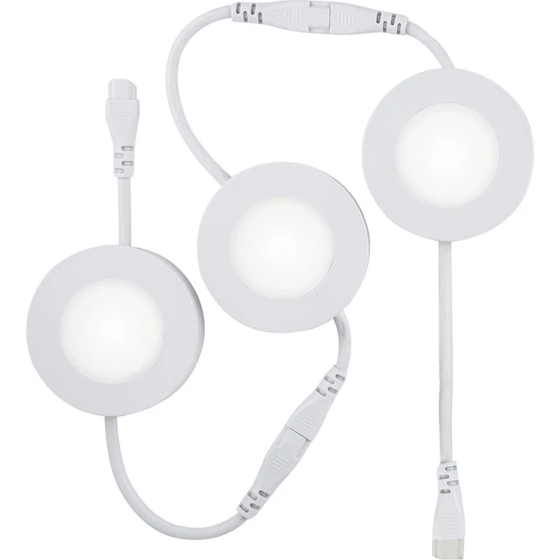 ProLink 10.62" Wide White Plug-In LED Pucks Light Set Of 3 2 ProLink 10.62" Wide White Plug-In LED Pucks Light Set Of 3