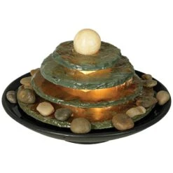 Pyramid 10" High Feng Shui Ball Lighted Table Fountain -Golden Lighting Shop pyramid 10 inch high feng shui ball lighted table fountain n5177views3
