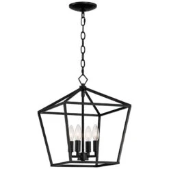 Queluz 13" Wide Semi Gloss Black 4-Light Entry Pendant Light -Golden Lighting Shop queluz 13 inch wide semi gloss black 4 light entry pendant light 350k0views4