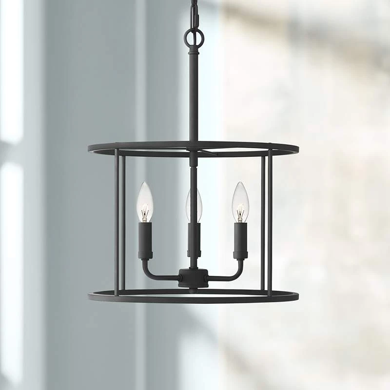 Quoizel Abner 14" Wide Matte Black 3-Light Pendant 3 Quoizel Abner 14" Wide Matte Black 3-Light Pendant