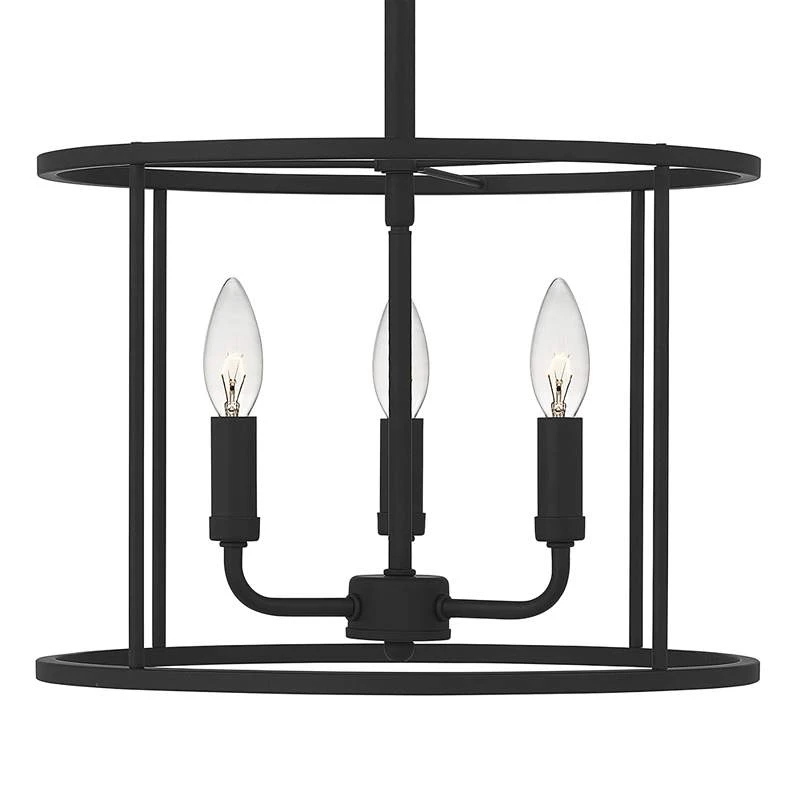 Quoizel Abner 14" Wide Matte Black 3-Light Pendant 5 Quoizel Abner 14" Wide Matte Black 3-Light Pendant - Image 3