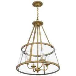 Quoizel Barlow 20" Wide Weathered Brass And Glass 4-Light Pendant -Golden Lighting Shop quoizel barlow 20 inch wide weathered brass and glass 4 light pendant 99m41views3