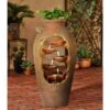 Cascade 33" High Rustic Urn Fountain With Planter And LED Light -Golden Lighting Shop r5935 outdoor indoor living