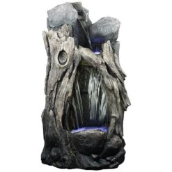 Alpine Rainforest 52" Rustic Waterfall Outdoor Fountain With Light