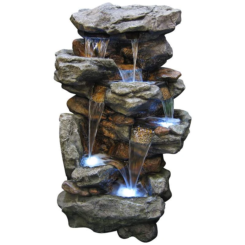 Rainforest Waterfall Tall LED 51" High Floor Fountain 4 Rainforest Waterfall Tall LED 51" High Floor Fountain - Image 2