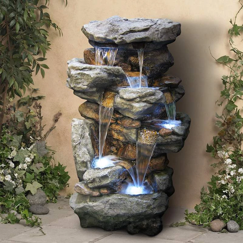 Rainforest Waterfall Tall LED 51" High Floor Fountain 3 Rainforest Waterfall Tall LED 51" High Floor Fountain