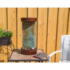 Riverbed 25" High Slate And Copper Outdoor LED Wall Fountain -Golden Lighting Shop riverbed 25 inch high slate and copper outdoor led wall fountain 66k59views4