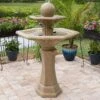 Riviera 56" Sandstone 3-Tier Bubbler Fountain With LED Light -Golden Lighting Shop riviera 56 inch sandstone 3 tier bubbler fountain with led light 66k57cropped