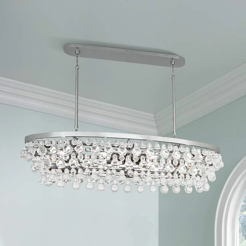 Robert Abbey Bling 42 3/4" Wide Nickel Oval Chandelier 3 Robert Abbey Bling 42 3/4" Wide Nickel Oval Chandelier