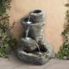 Rock Cascade 22" Gray Stone Outdoor Fountain With LED Light 2 Rock Cascade 22" Gray Stone Outdoor Fountain With LED Light -Golden Lighting Shop rock cascade 22 inch gray stone outdoor fountain with led light 1g438cropped