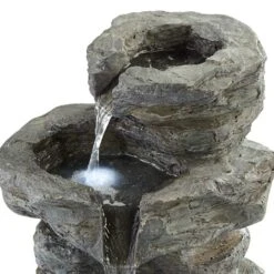 Rock Cascade 22" Gray Stone Outdoor Fountain With LED Light -Golden Lighting Shop rock cascade 22 inch gray stone outdoor fountain with led light 1g438views2