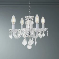 Rococo 15" Wide Chrome And Clear Crystal 4-Light Chandelier