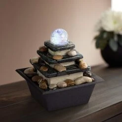 Rolling Ball 7" High Three Tier Tabletop Zen Fountain