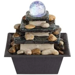 Rolling Ball 7" High Three Tier Tabletop Zen Fountain -Golden Lighting Shop rolling ball 7 inch high three tier tabletop zen fountain 1g497views1