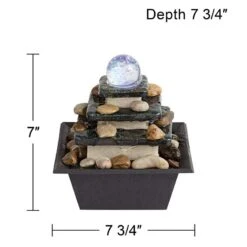 Rolling Ball 7" High Three Tier Tabletop Zen Fountain -Golden Lighting Shop rolling ball 7 inch high three tier tabletop zen fountain 1g497views3