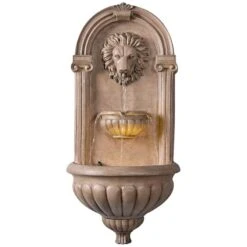 Royal 35" High Sandstone LED Outdoor Wall Fountain -Golden Lighting Shop royal 35 inch high sandstone led outdoor wall fountain 66k31