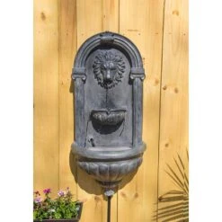 Royal Lion 35" High Zinc Outdoor Wall Fountain With Light -Golden Lighting Shop royal lion 35 inch high zinc outdoor wall fountain with light 66h70views2