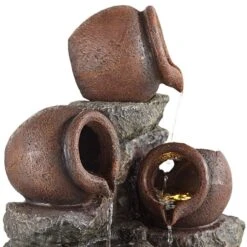 Rustic Pottery 32" High Garden Fountain With LED Lights -Golden Lighting Shop rustic pottery 32 inch high garden fountain with led lights 88g61views2
