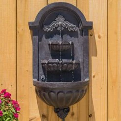 San Pablo 35" High Plum Bronze Outdoor LED Wall Fountain -Golden Lighting Shop san pablo 35 inch high plum bronze outdoor led wall fountain 66h96views1