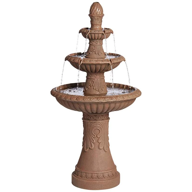 Santa Cruz 45 3/4" High Faux Stone 3-Tier LED Outdoor Fountain 4 Santa Cruz 45 3/4" High Faux Stone 3-Tier LED Outdoor Fountain - Image 2