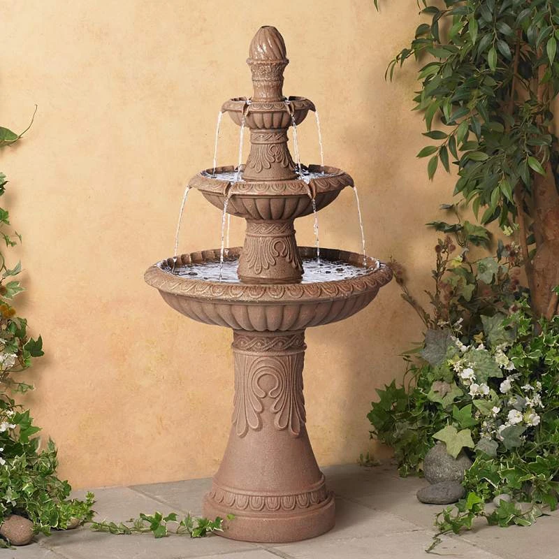 Santa Cruz 45 3/4" High Faux Stone 3-Tier LED Outdoor Fountain 3 Santa Cruz 45 3/4" High Faux Stone 3-Tier LED Outdoor Fountain