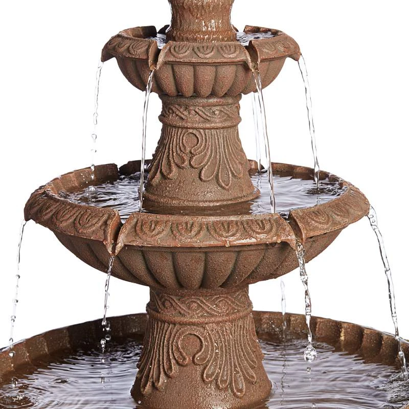 Santa Cruz 45 3/4" High Faux Stone 3-Tier LED Outdoor Fountain 6 Santa Cruz 45 3/4" High Faux Stone 3-Tier LED Outdoor Fountain - Image 4