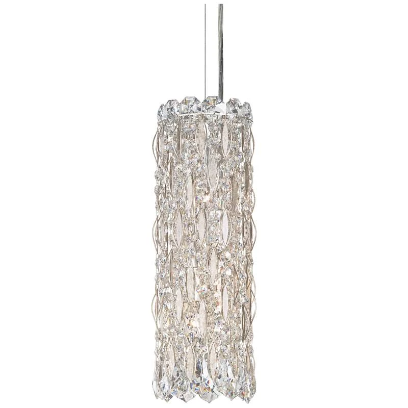 Schonbek Sarella 5" Wide Silver And Crystal Column Pendant 4 Schonbek Sarella 5" Wide Silver And Crystal Column Pendant - Image 2
