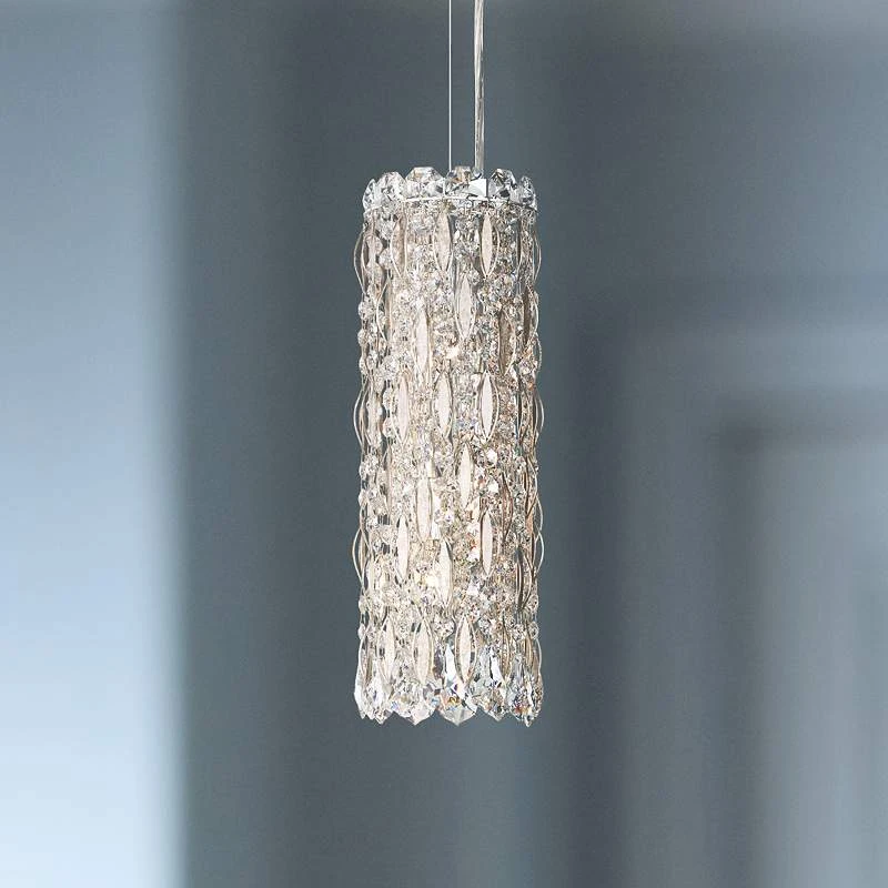 Schonbek Sarella 5" Wide Silver And Crystal Column Pendant 3 Schonbek Sarella 5" Wide Silver And Crystal Column Pendant