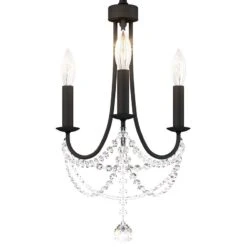 Schonbek Verdana 12" Wide Black 3-Light Mini Pendant Chandelier Light -Golden Lighting Shop schonbek verdana 12 inch wide black 3 light mini pendant chandelier light 98k23views1