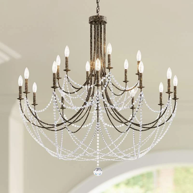 Schonbek Verdana 43"W Bronze 18-Light 2-Tier Pendant Light 3 Schonbek Verdana 43"W Bronze 18-Light 2-Tier Pendant Light