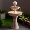 Serene 38" High Ivory Ceramic 2-Tier LED Garden Patio Water Fountain -Golden Lighting Shop serene 38 inch high ivory ceramic 2 tier led garden patio water fountain 85a36cropped