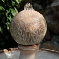 Serene 38" High Ivory Ceramic 2-Tier LED Garden Patio Water Fountain -Golden Lighting Shop serene 38 inch high ivory ceramic 2 tier led garden patio water fountain 85a36views1