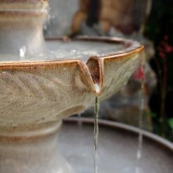 Serene 38" High Ivory Ceramic 2-Tier LED Garden Patio Water Fountain -Golden Lighting Shop serene 38 inch high ivory ceramic 2 tier led garden patio water fountain 85a36views2