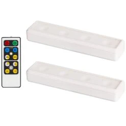 Set Of 2 White LED Under Cabinet Lights With Remote