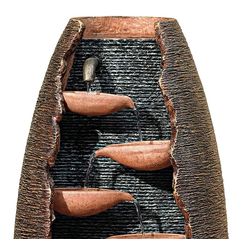 Seven Cascade 35" High Cut-Away Rustic Modern Fountain 6 Seven Cascade 35" High Cut-Away Rustic Modern Fountain - Image 4