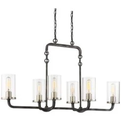 Sherwood 14" Wide Iron Black And Brushed Nickel Island Pendant Light -Golden Lighting Shop sherwood 14 inch wide iron black and brushed nickel island pendant light 38y06