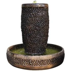 Shimmering Stones 36" Outdoor Bubbler Fountain With Pool
