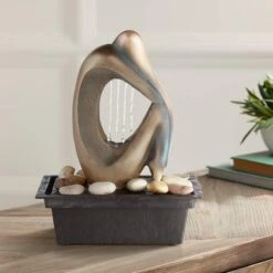 Silhouette 10" High Bronze LED Lighted Tabletop Fountain