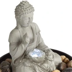 Sitting Buddha 10" High LED Tabletop Zen Fountain -Golden Lighting Shop sitting buddha 10 inch high led tabletop zen fountain 1g448views1