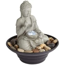 Sitting Buddha 10" High LED Tabletop Zen Fountain -Golden Lighting Shop sitting buddha 10 inch high led tabletop zen fountain 1g448views2