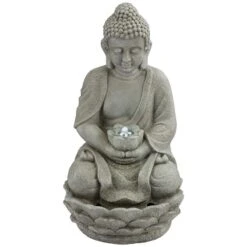 Sitting Buddha 22" High LED Faux Stone Outdoor Fountain -Golden Lighting Shop sitting buddha 22 inch high led faux stone outdoor fountain 1g434views3