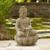 Sitting Buddha 22" High Zen Fountain With LED Light -Golden Lighting Shop sitting buddha 22 inch high zen fountain with led light 79r47cropped