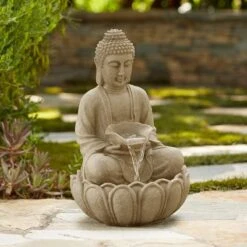Sitting Buddha 22" High Zen Fountain With LED Light