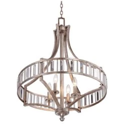 Soft Silver 4-Light 24" Wide Crystal Chandelier -Golden Lighting Shop soft silver 4 light 24 inch wide crystal chandelier w7027views3