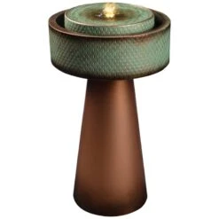 Solidad 31 1/2"H Copper And Green Tiered LED Floor Fountain 9 Solidad 31 1/2"H Copper And Green Tiered LED Floor Fountain -Golden Lighting Shop solidad 31 and one half inchh copper and green tiered led floor fountain 85a35