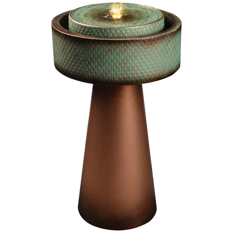 Solidad 31 1/2"H Copper And Green Tiered LED Floor Fountain 4 Solidad 31 1/2"H Copper And Green Tiered LED Floor Fountain - Image 2