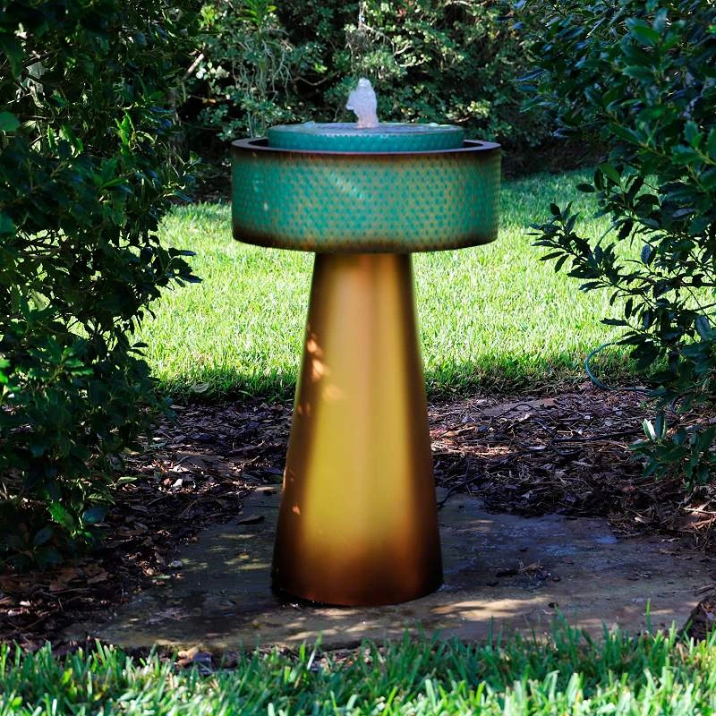 Solidad 31 1/2"H Copper And Green Tiered LED Floor Fountain 5 Solidad 31 1/2"H Copper And Green Tiered LED Floor Fountain - Image 3