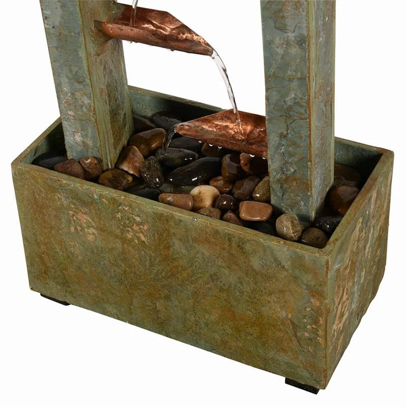 Spillway 47 3/4"H Slate And Copper Cascading Floor Fountain 5 Spillway 47 3/4"H Slate And Copper Cascading Floor Fountain - Image 3