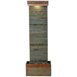 Stave 48" High Slate And Copper Outdoor LED Floor Fountain 9 Stave 48" High Slate And Copper Outdoor LED Floor Fountain -Golden Lighting Shop stave 48 inch high slate and copper outdoor led floor fountain 66k60